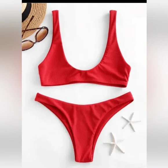 Bright red Zaful bikini - Picture 1 of 7